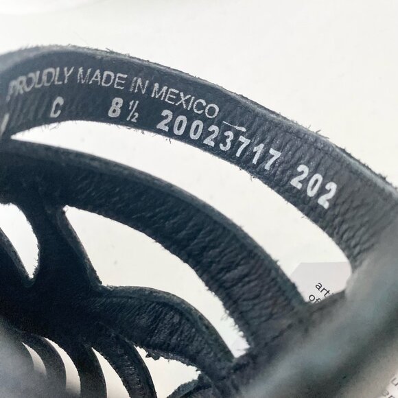 Lane Boots BECCA Womens Black Wedges 8.5 Western Sandals Cowgirl Wooden Heels - Picture 9 of 11